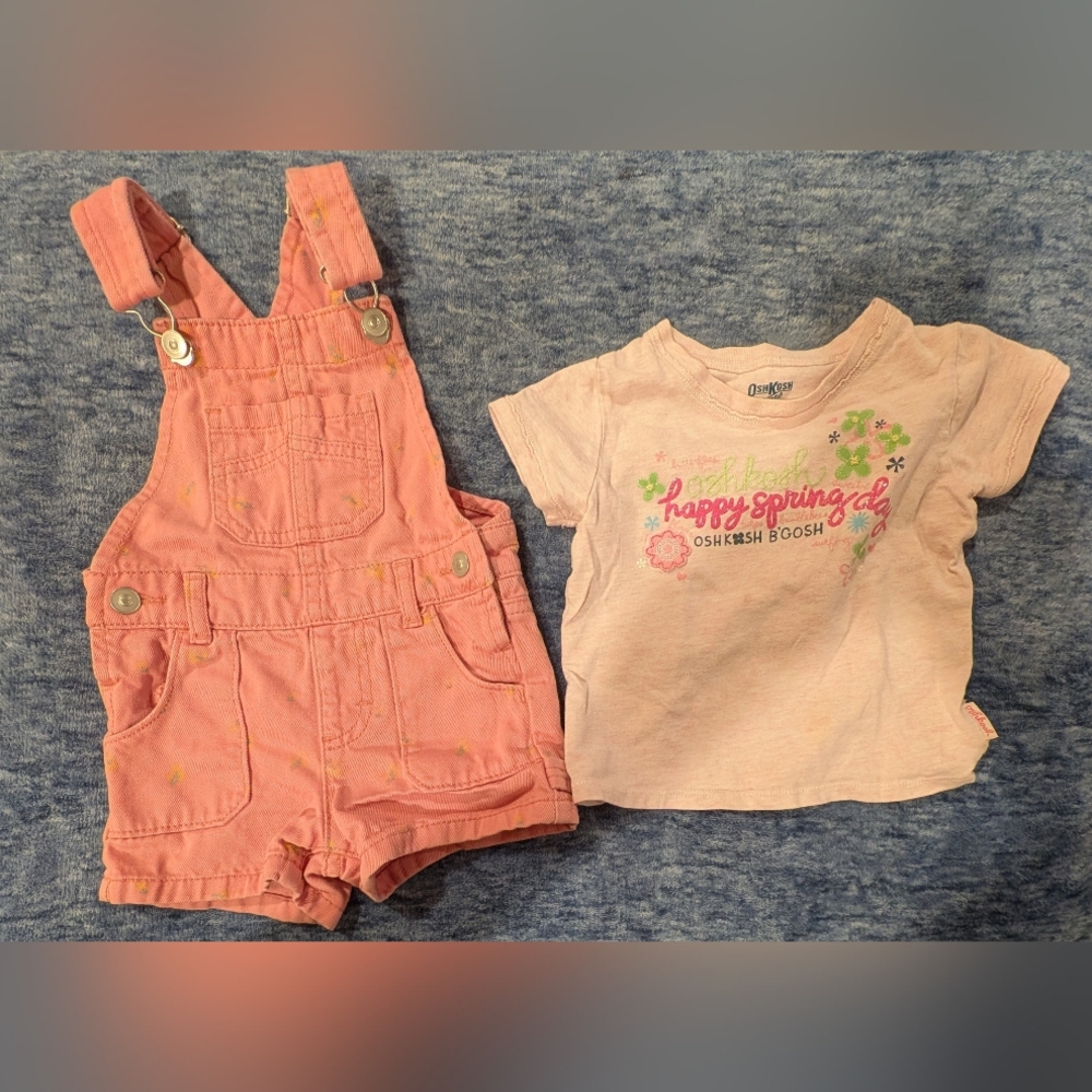 Oshkosh B'gosh 2T Coral Kids Overalls And A T-shirt